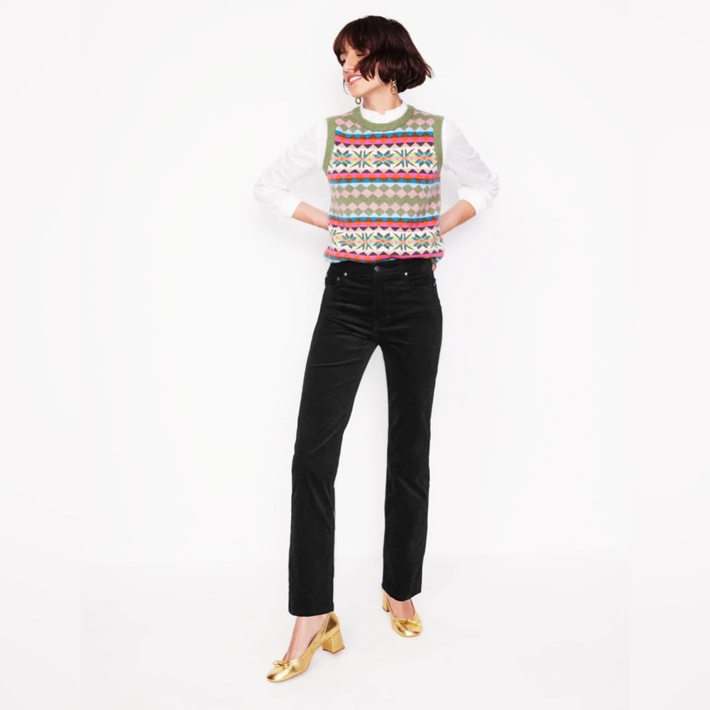 Boden Women’s Velveteen 5 Pocket Jeans Black‎ 10P Petite Pants Mid-Rise Slim Leg